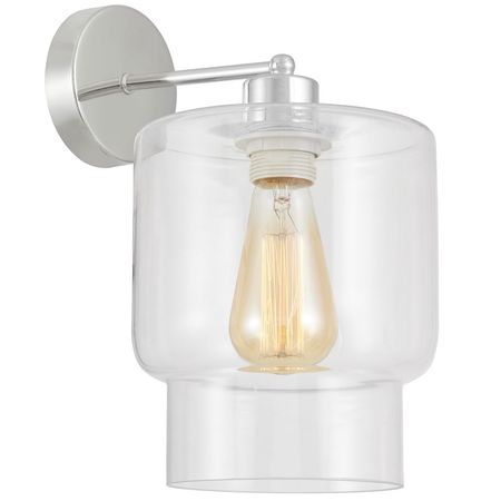 Lampa ścienna szklana, kinkiet z transparentnym kloszem i chromowaną konstrukcją - MORO 1C
