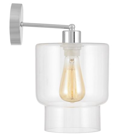 Lampa ścienna szklana, kinkiet z transparentnym kloszem i chromowaną konstrukcją - MORO 1C