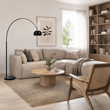 Lampa stojąca podłogowa AZURRO CZARNA, metalowa, granitowa