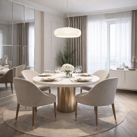 Lampa wisząca biała BIANTE szklana oprawa gładka okrągła