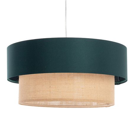 Lampa wisząca butelkowa zieleń i juta, oświetlenie salonu z jadalnią w stylu boho glamour - DUO