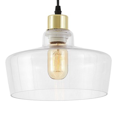 Lampa wisząca szklana, przezroczysty klosz, złota oprawa, nowoczesny glamour - MORO 1D