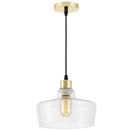 Lampa wisząca szklana, przezroczysty klosz, złota oprawa, nowoczesny glamour - MORO 1D