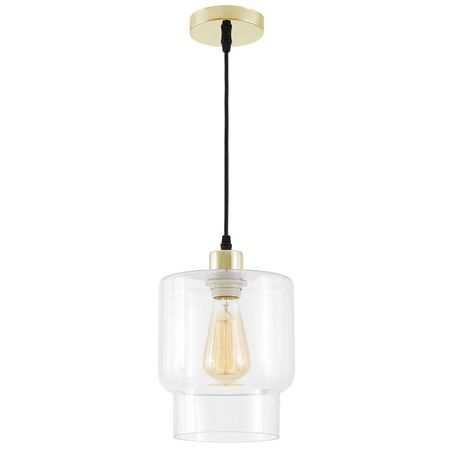 Lampa wisząca z przezroczystym szklanym kloszem, złota w stylu glamour - MORO 1C