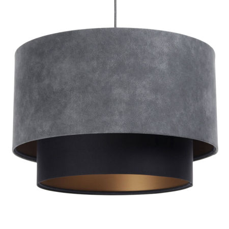 Lampa zamszowa szaro-czarna ze złotym środkiem, styl loftowy - LUKA