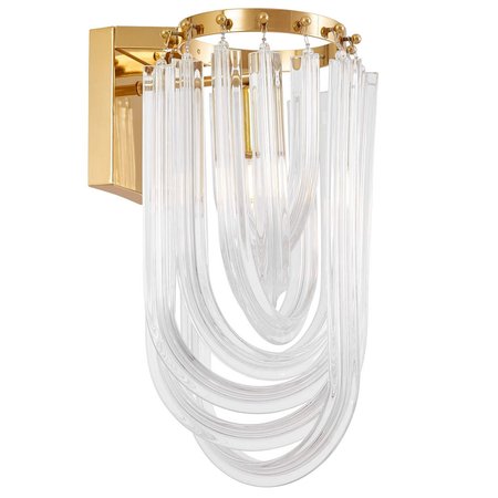 Luksusowy kinkiet mosiężny szklany, lampa ścienna do salonu glamour - BOSCONE