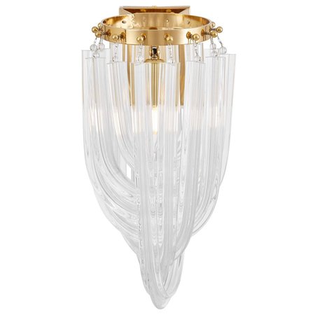 Luksusowy kinkiet mosiężny szklany, lampa ścienna do salonu glamour - BOSCONE
