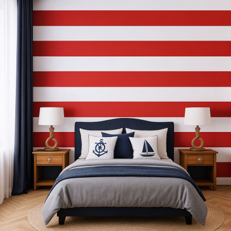 Tapeta w pasy poziome biało-czerwone 20 cm