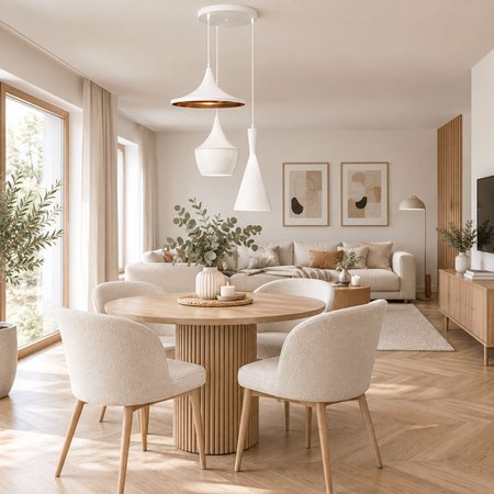 Minimalistyczna biała lampa wisząca FOGGI W3 potrójna loft, złote wnętrze