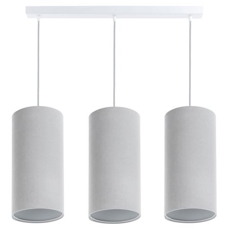 Minimalistyczna potrójna szara lampa wisząca na listwie TUBA, nad stół do jadalni - JASMINE BEBE