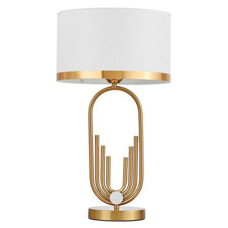 Mosiężna lampa nocna, biały abażur, glamour, art deco, vintage retro styl nowojorski - ZANETTI