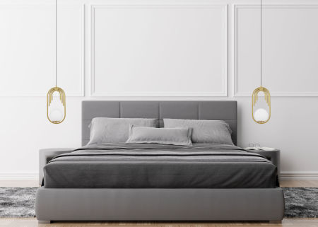 Mosiężna lampa wisząca, biały klosz kula, glamour, art deco, modern retro, luksusowa - ZANETTI