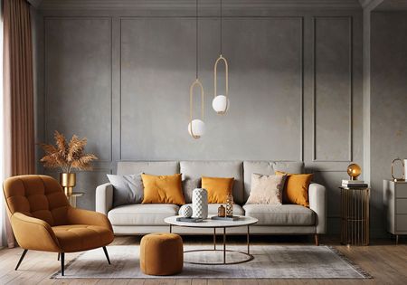 Mosiężna lampa wisząca z białą kulą, szczotkowane złoto - VERO 1B