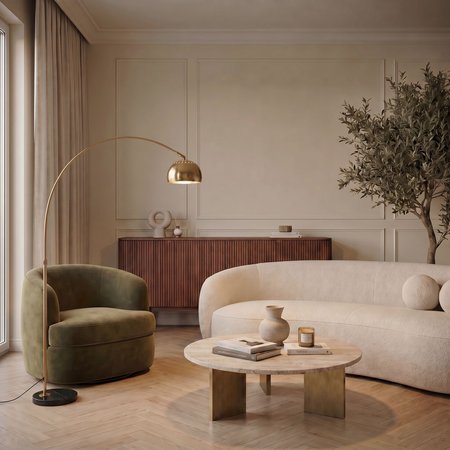 Mosiężna, loftowa lampa podłogowa, stojąca AZURRO elegancka, minimalistyczna