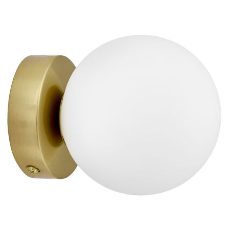 Mosiężna lampa sufitowa, plafon lub kinkiet ścienny, pojedyncza biała kula - MARSIADA W1