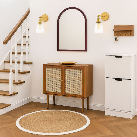 Mosiężny kinkiet loft industrialny, modna lampa ścienna, szklany przezroczysty klosz - FABI