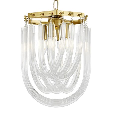 Mosiężny żyrandol szklany przezroczysty klosz, lampa wisząca glamour - BOSCONE