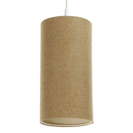 Musztardowa lampa wisząca z lnu tuba, oświetlenie BOHO do jadalni i kuchni nad wyspę