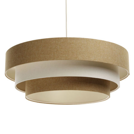 Musztardowo-kremowa lampa wisząca z kaskadowym abażurem z lnu - BOHO ELLEGANT