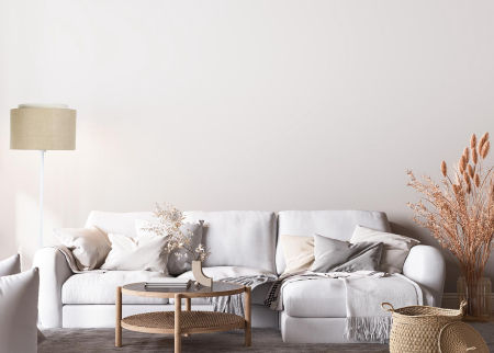 Naturalna elegancja, podłogowa lampa stojąca BOHO z podwójnym jutowym i lnianym abażurem, beżowo-kremowa