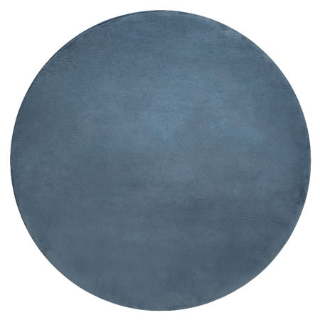 Niebieski okrągły dywan, pluszowy miękki dywan do prania, antypoślizgowy - POSH Shaggy