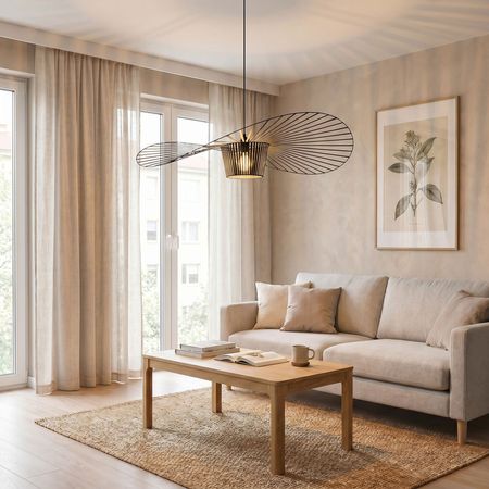 Nowoczesna lampa wisząca czarna ażurowa kapelusz loft designerska - FIONA