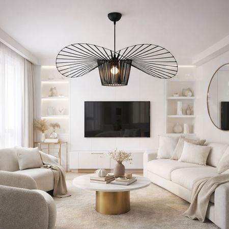 Nowoczesna lampa wisząca czarna ażurowa kapelusz loft designerska - FIONA