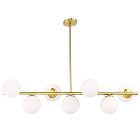 Nowoczesna, mosiężna lampa wisząca FREDICA W7, szklane klosze