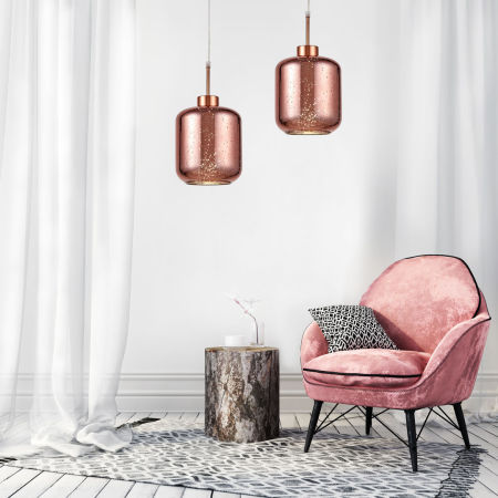 Nowoczesna lampa szklana zwis ALACOSMO różowe złoto, rose gold