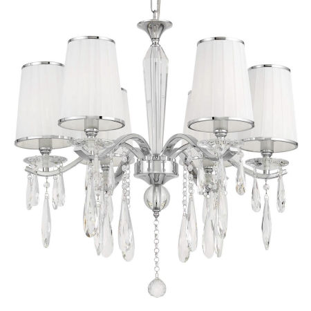 Nowoczesny biały kryształowy żyrandol ALESSIA W6 na łańcuchu wielupunktowy