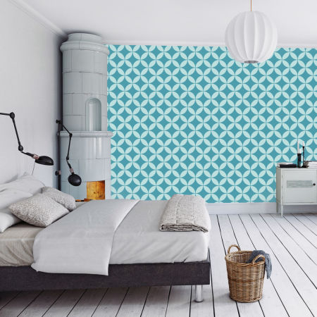 Orientalna tapeta w turkusowy wzór marokański, retro