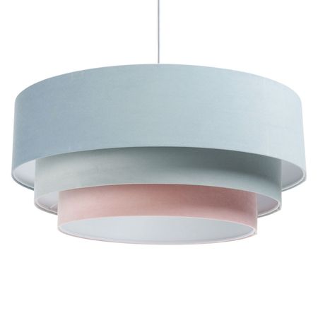 Pastelowa lampa wisząca z weluru, błękit, mięta i pudrowy róż, kaskadowy abażur - JASMINE BEBE