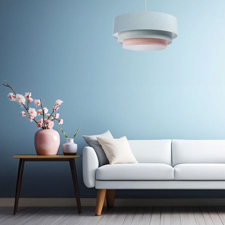 Pastelowa lampa wisząca z weluru, błękit, mięta i pudrowy róż, kaskadowy abażur - JASMINE BEBE