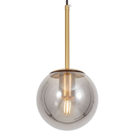 Pionowy zwis, pojedyncza lampa wisząca mosiężna, dymiona szklana kula - ZODIAK D15
