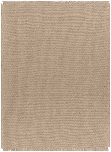 Pleciony dywan boho z juty w kolorze beżowym, z frędzlami, płasko tkany, naturalny - JUTE