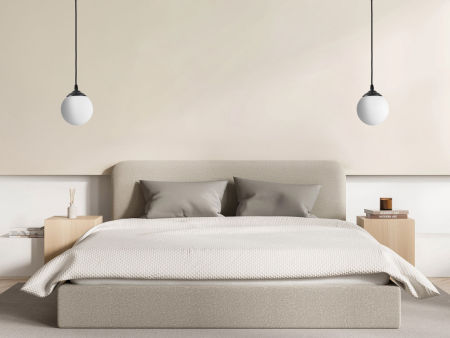 Pojedynczy zwis, czarna lampa wisząca kula, biała szklana kulka, kulisty klosz - FINO W1