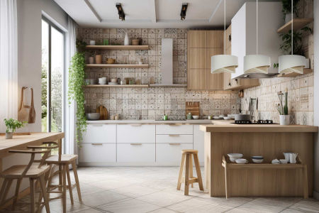 Potrójna lampa wisząca BOHO na listwie, len i juta w naturalnym stylu, kremowo-beżowa asymetria