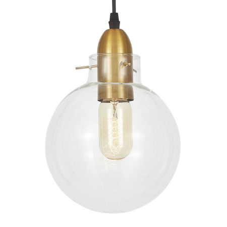 Przezroczysta lampa wisząca, loftowa z mosiężnymi akcentami CALVI