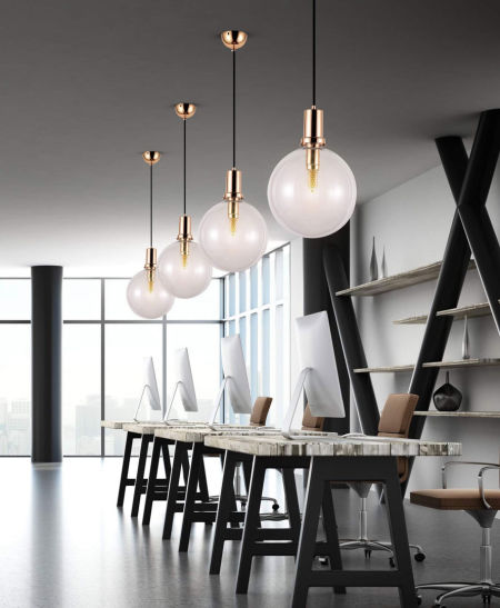 Przezroczysto-złota lampa wisząca w kształcie kuli, nowoczesna DORITO