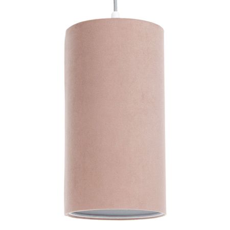 Pudrowo różowa lampa sufitowa zwis TUBA z szarym wnętrzem, do sypialni i nad stół - JASMINE BEBE