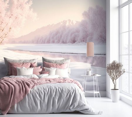 Pudrowo różowa lampa sufitowa zwis TUBA z szarym wnętrzem, do sypialni i nad stół - JASMINE BEBE