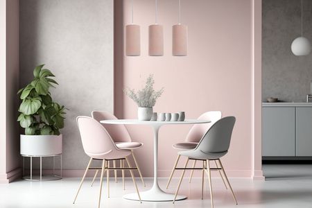 Pudrowo różowa lampa wisząca nad stół TUBA, potrójna lampa na listwie do kuchni - JASMINE BEBE