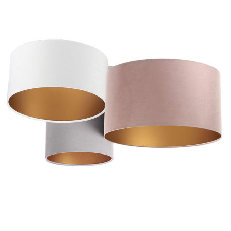 Różowo-biało-szary plafon z weluru, ze złotym wnętrzem, pudrowo różowa plafoniada - MIA