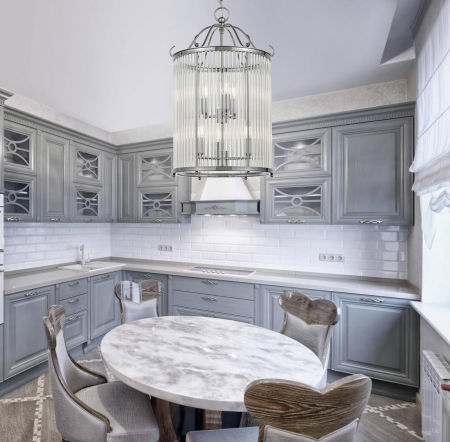 Srebrna lampa wisząca, chromowana klatka, szklane rurki, 6 żarówek, styl nowojorski, new hampton - BOSTON W6