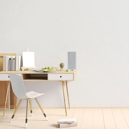 Szara lampka na biurko, minimalistyczna welurowa lampa stołowa - JASMINE BEBE