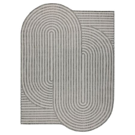Szaro-kremowy dywan w paseczki outdoor boho, na taras, balkon i do ogrodu - ORGANIC