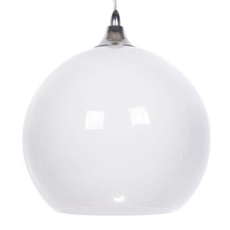 Szklana biała kula, lampa wisząca MOLTON skandynawska, zwis