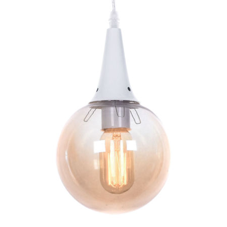 Szklana biała lampa wisząca ROCHERRO klosz kula bursztynowa loftowa