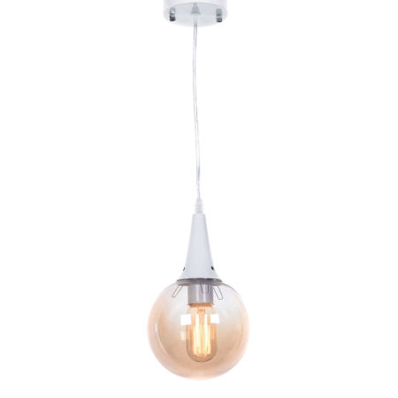 Szklana biała lampa wisząca ROCHERRO klosz kula bursztynowa loftowa