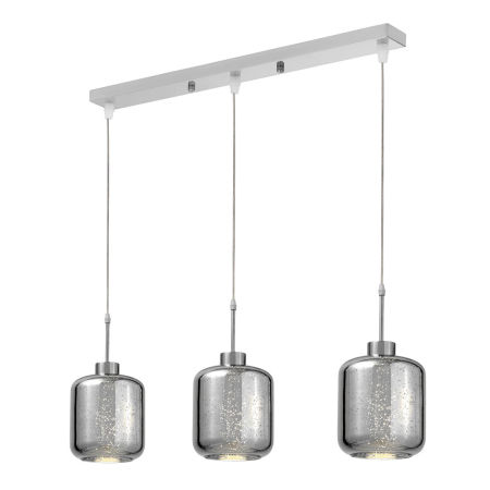 Szklana potrójna lampa wisząca ALACOSMO chromowana nowoczesna